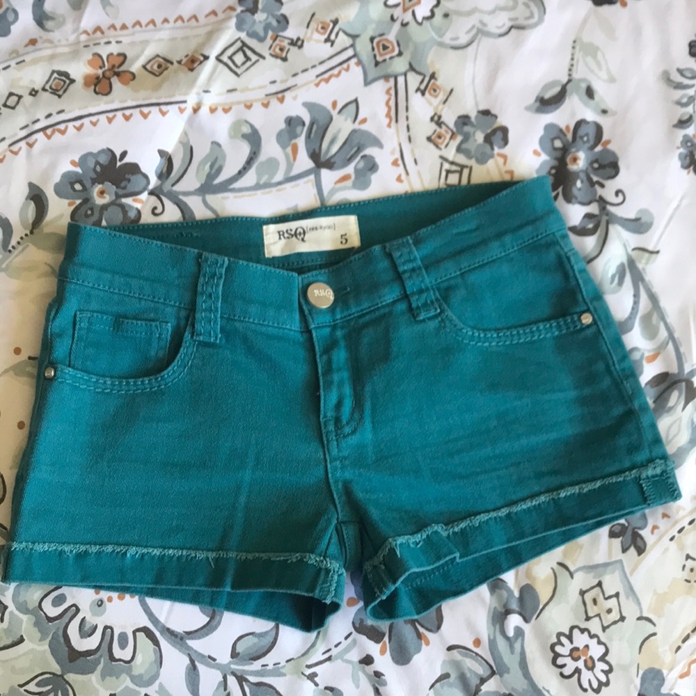RSQ Teal Jean Shorts; 4/5